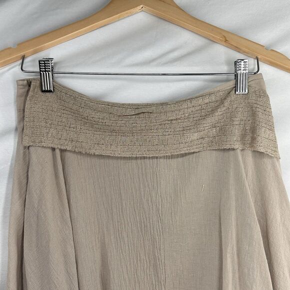 Oddy 100% Cotton‎ Skirt Beige Lace Accent Womens Medium Boutique Boho Tea Length - Picture 5 of 12